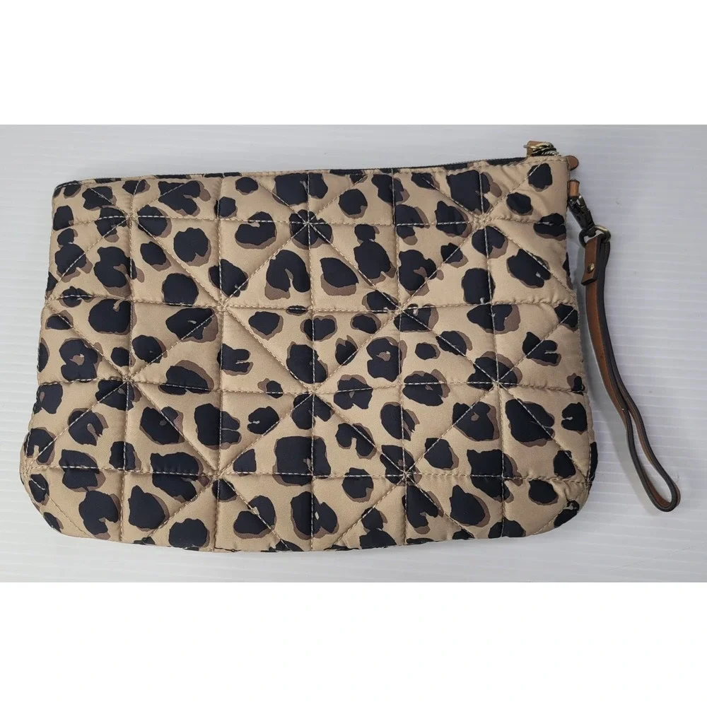 TWELVElittle Beige Leopard Animal Print Makeup Baby Wipe‎ Wristlet Bag 11 x8